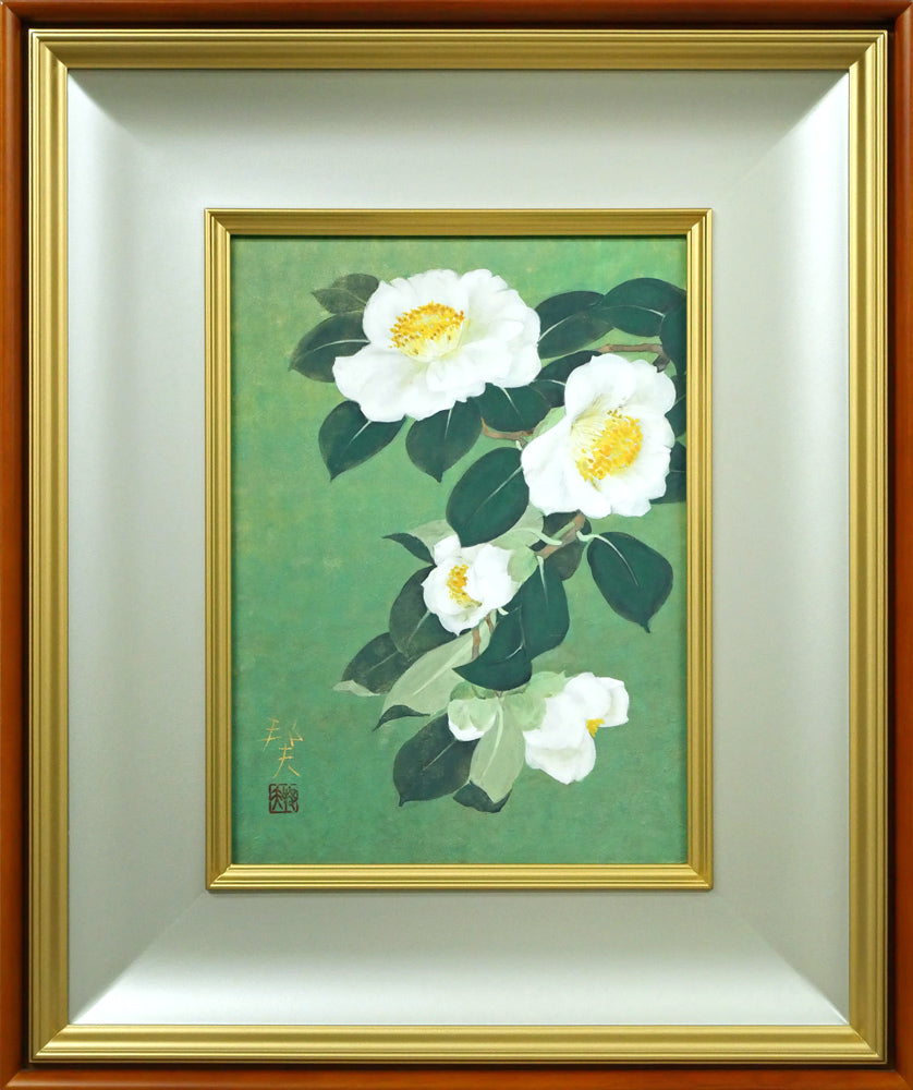 竹内邦夫「椿」日本画・F4号 絵画買取・販売の小竹美術