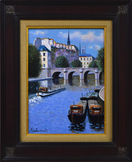 松本剛一「セーヌ河（フランス）」油絵・F4号 絵画買取・販売の小竹美術