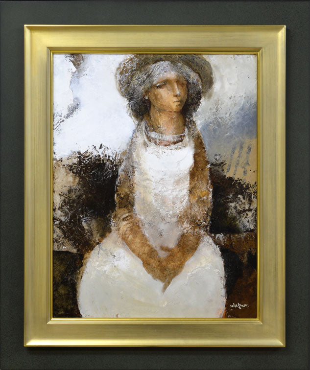 稲垣昌紀「白い服の少女」油絵・P10号 絵画買取・販売の小竹美術