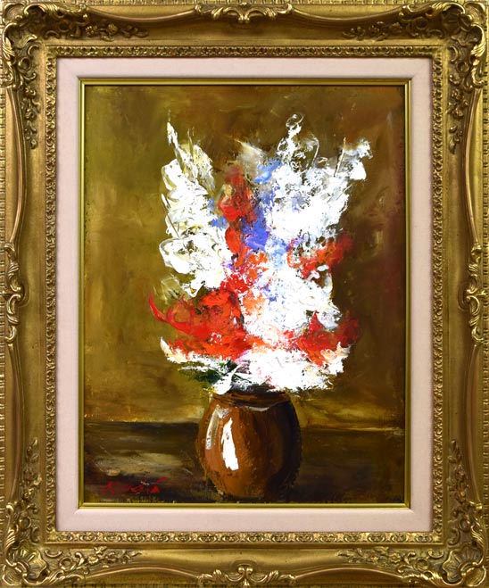高野元孝「花」油絵・P10号 絵画買取・販売の小竹美術