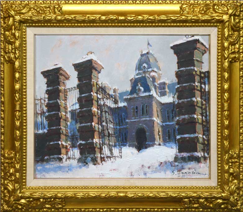 田中進「道庁」油絵・F8号 絵画買取・販売の小竹美術