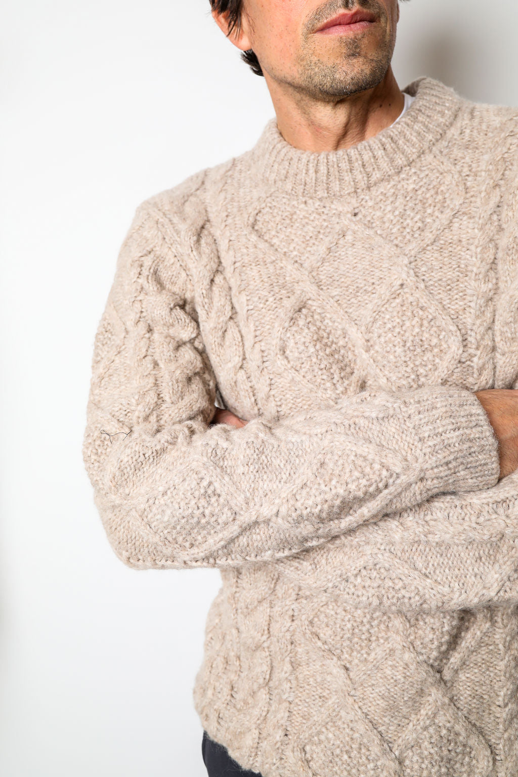 Colin Cable Knit Sweater | Oatmeal Alpaca – Leonard Frisbie