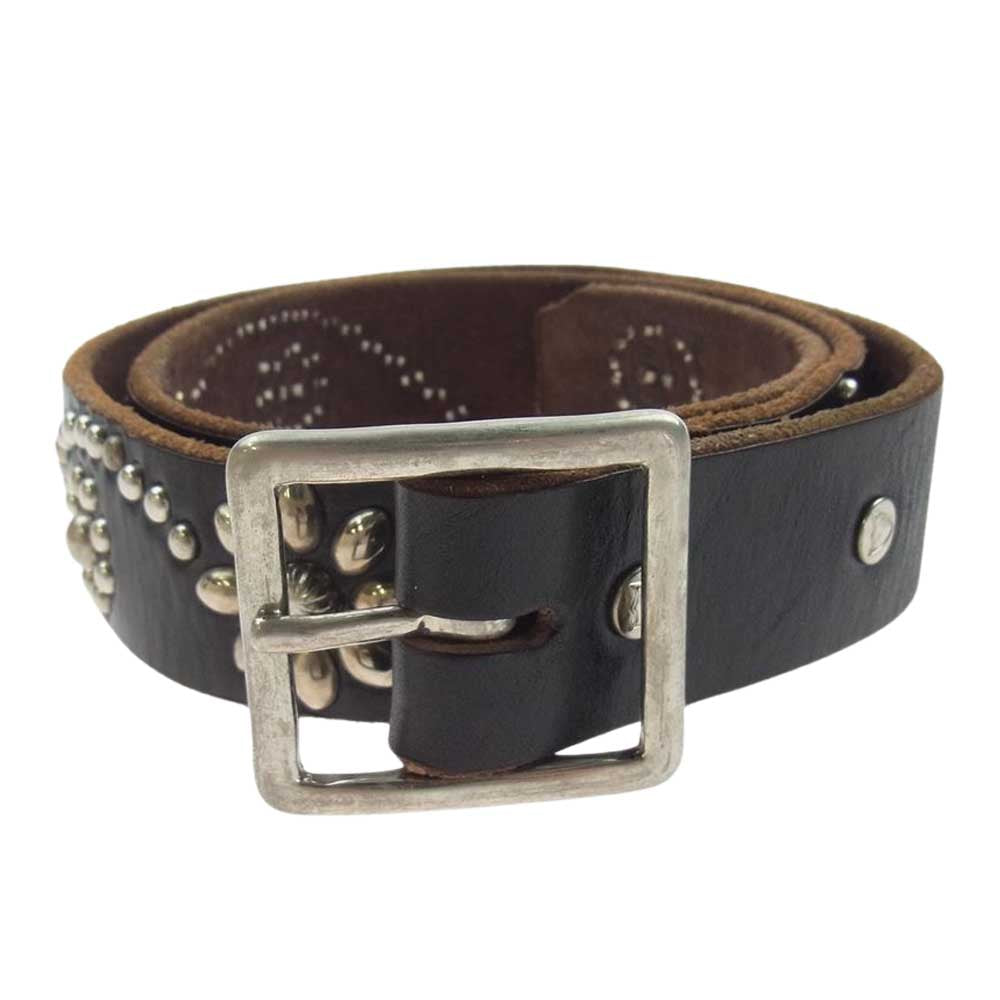 HTC エイチティーシー フラワースタッズ レザー ベルト ダークブラウン