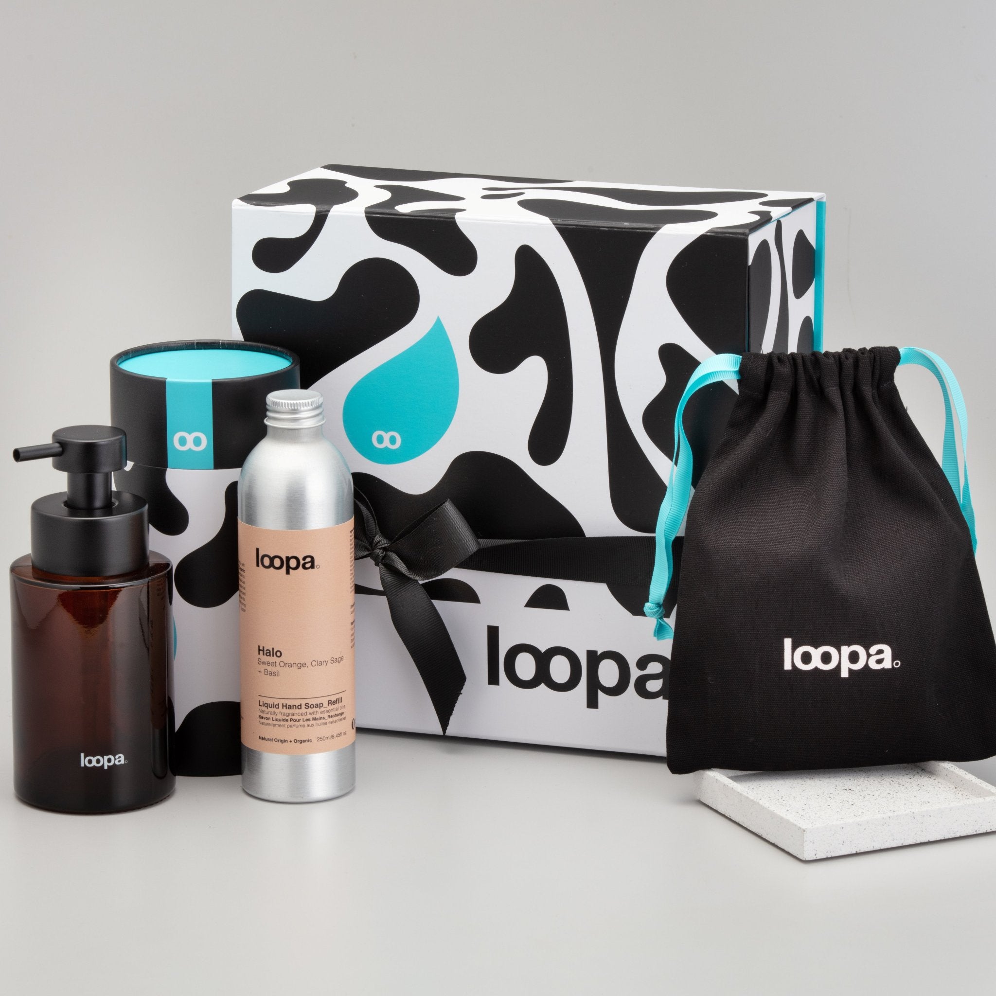 Hand Soap Gift Set, Amber Glass, Sweet Orange, Clary Sage + Basil