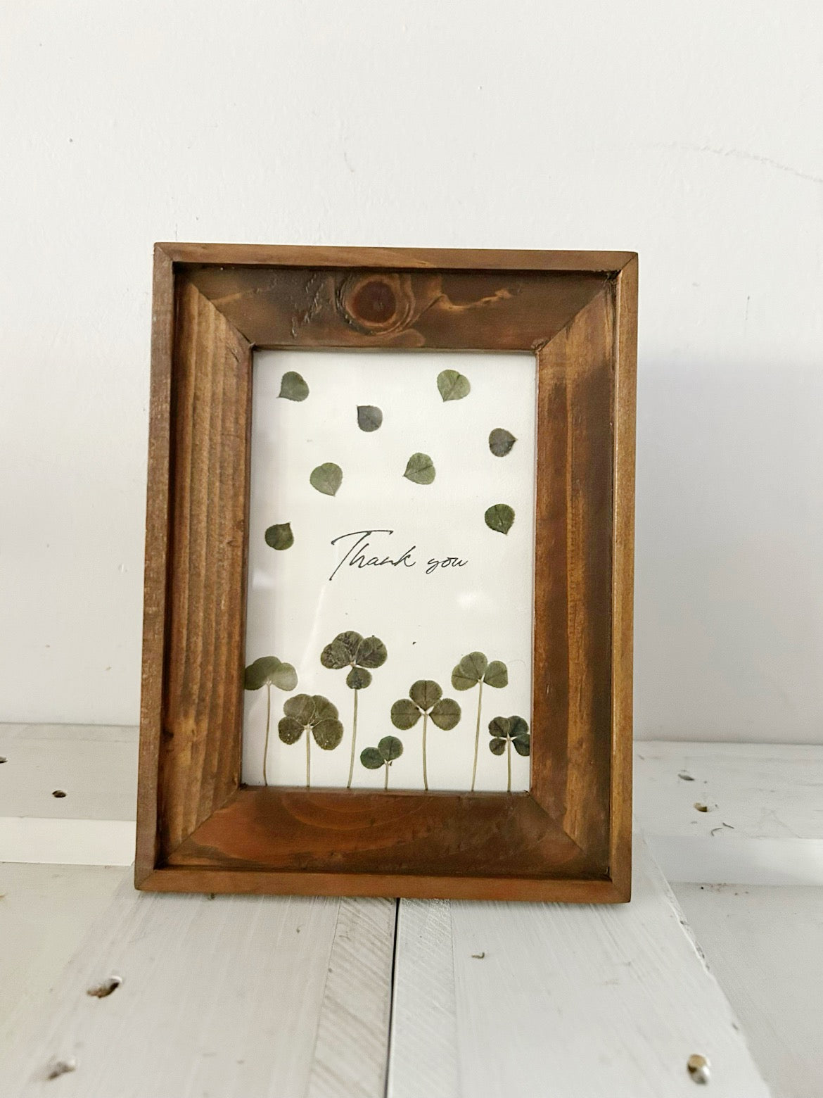 押し花アートフレーム mini「Thank you」四葉のクローバー