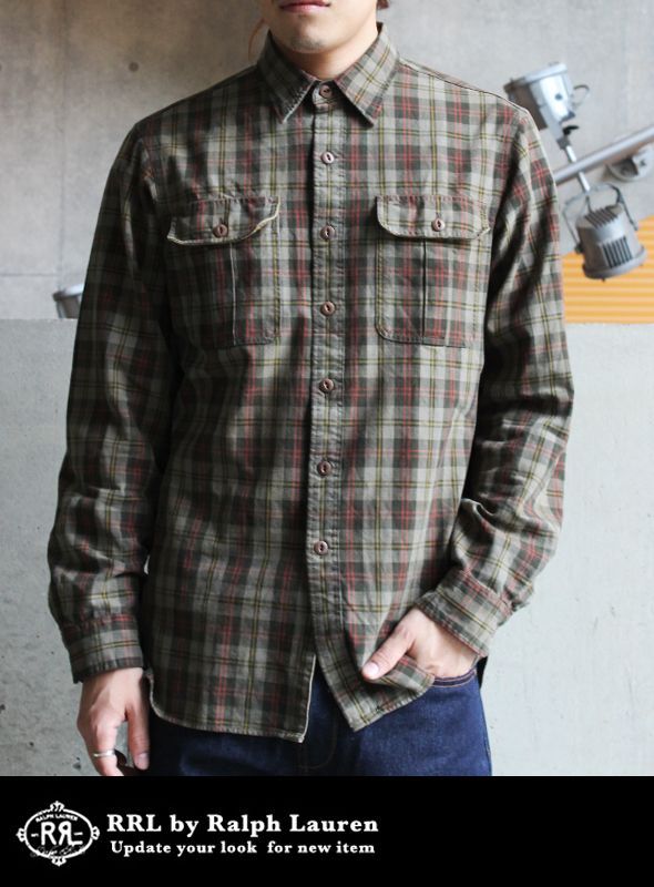 RRL ダブルアールエル コットンチェックシャツ KHA/RED を通販【paper