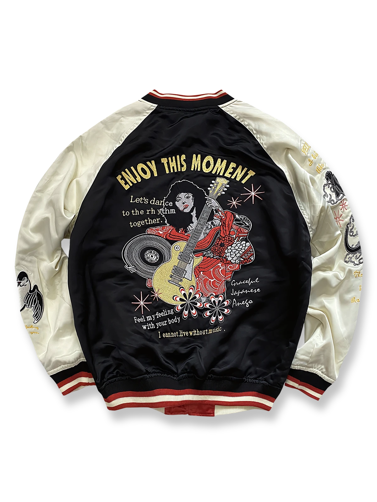 リバーシブル テッドマン 着物ギタリスト 刺繍 スカジャン -PESSOA CLUB