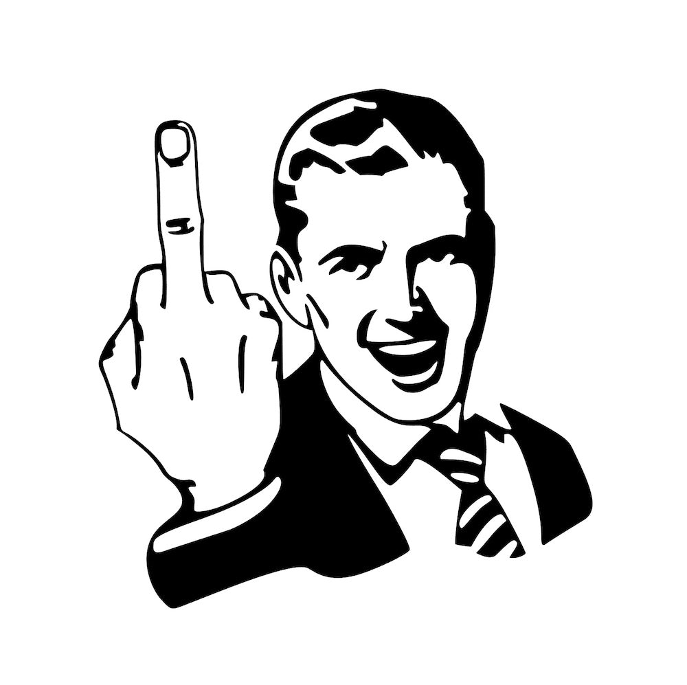 ぺた本舗】カッティングステッカー 中指を立てる紳士 サイズ選択可能