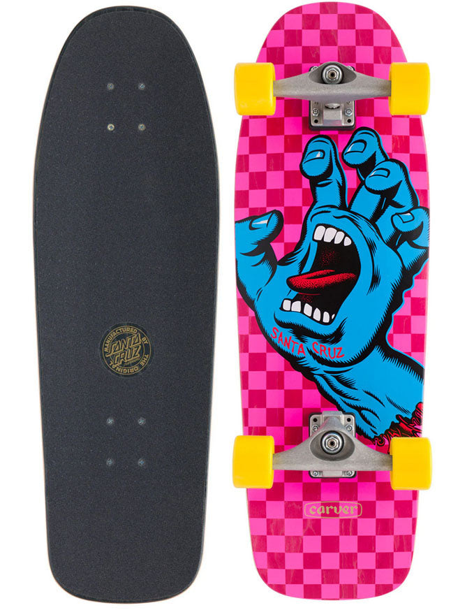 Santa Cruz - Screaming Hand Check Surf Skate Carver Cruzer 9.8