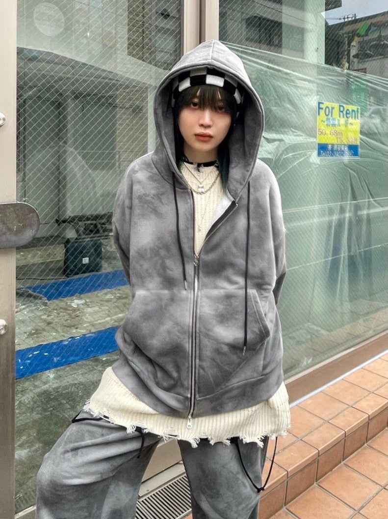 受注制【Never mind the XU】set up tie-dye zip up hoodie (2color