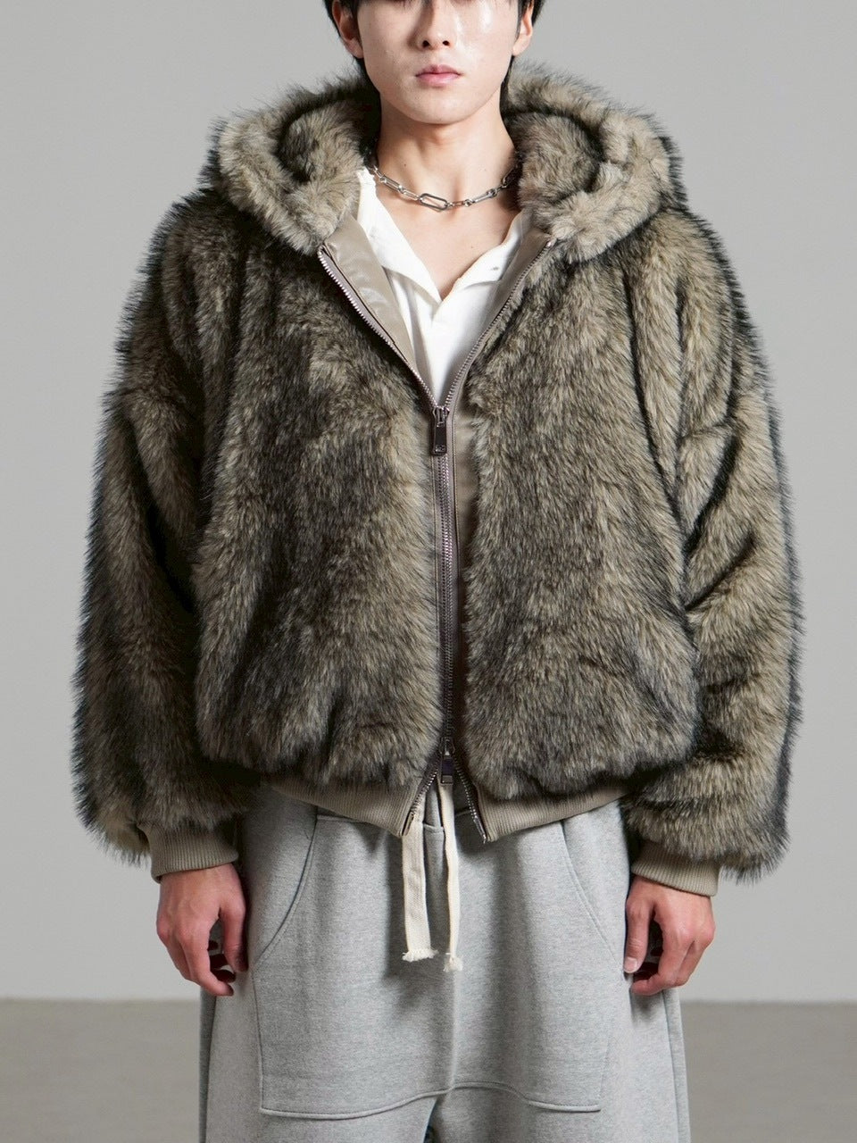 受注制【Chikashitsu +】oversized hooded fur blouson