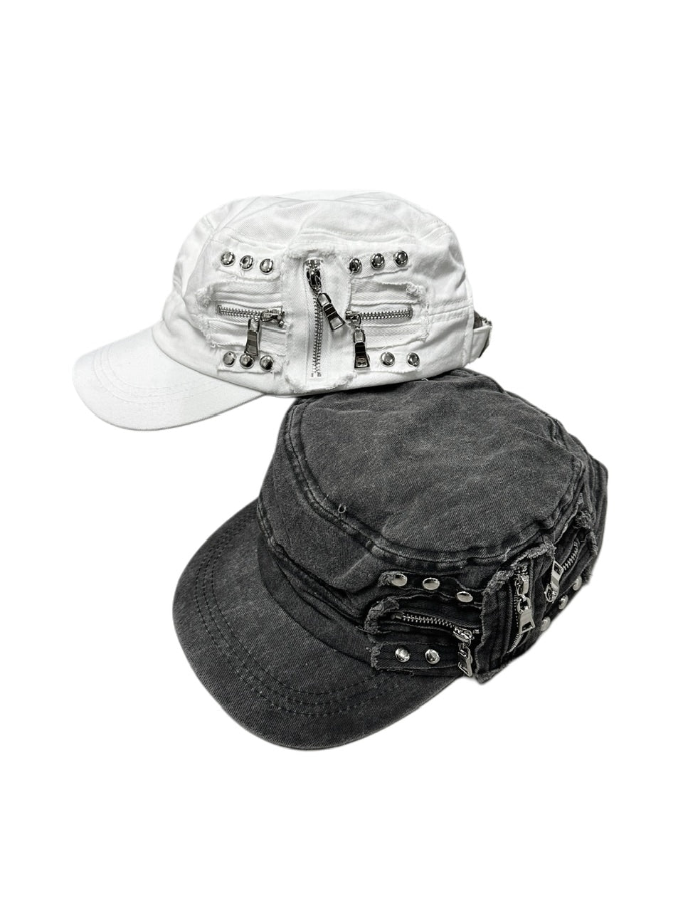受注制【Never mind the XU】studs denim cap (2color) / 【ネバー