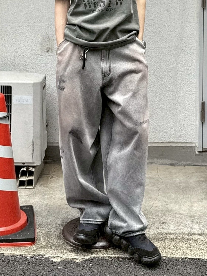 Chikashitsu +】point wash balloon denim pants (2color