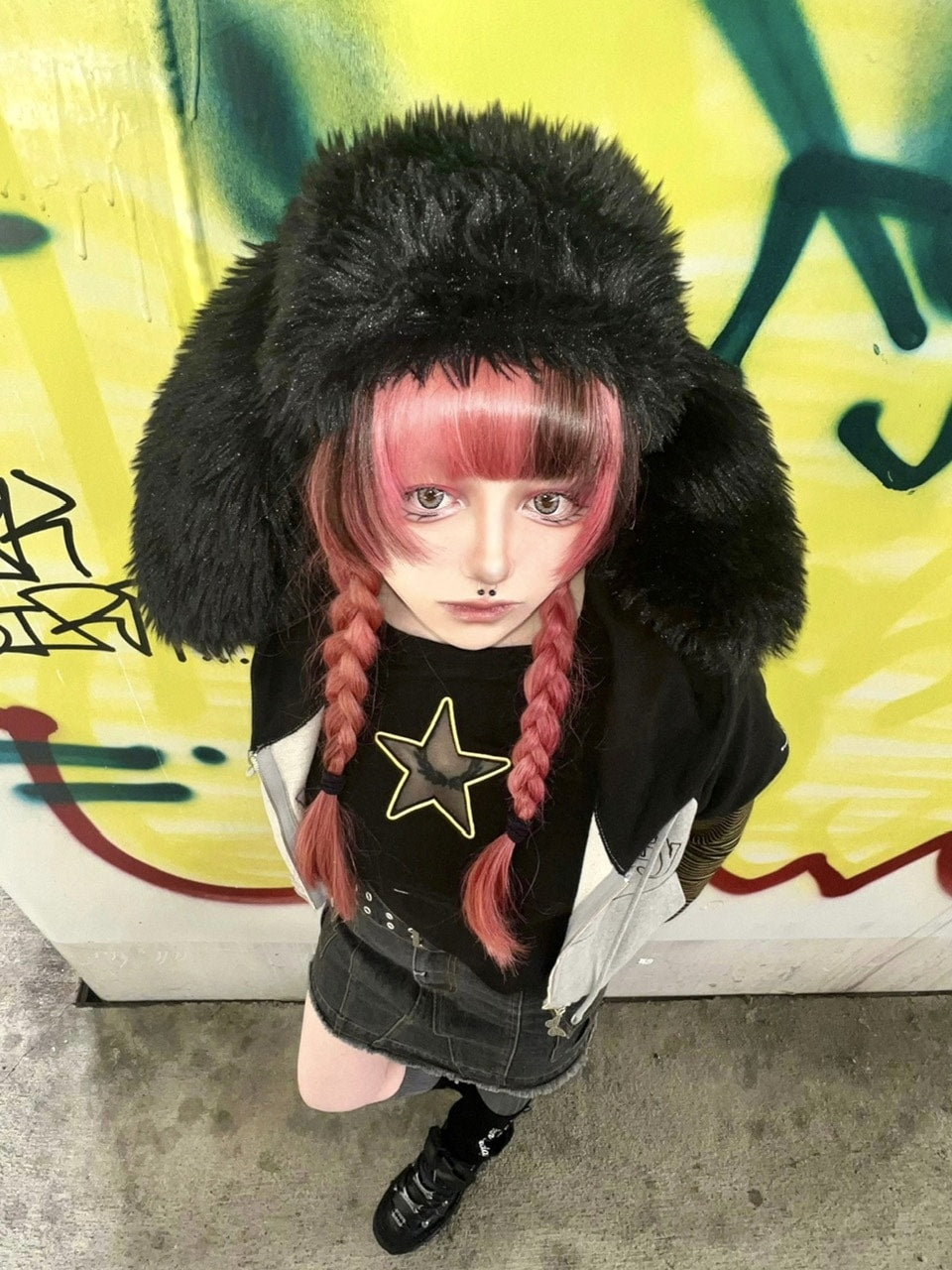 国際配送【Never mind the XU】rabbit ear fur cap (2color