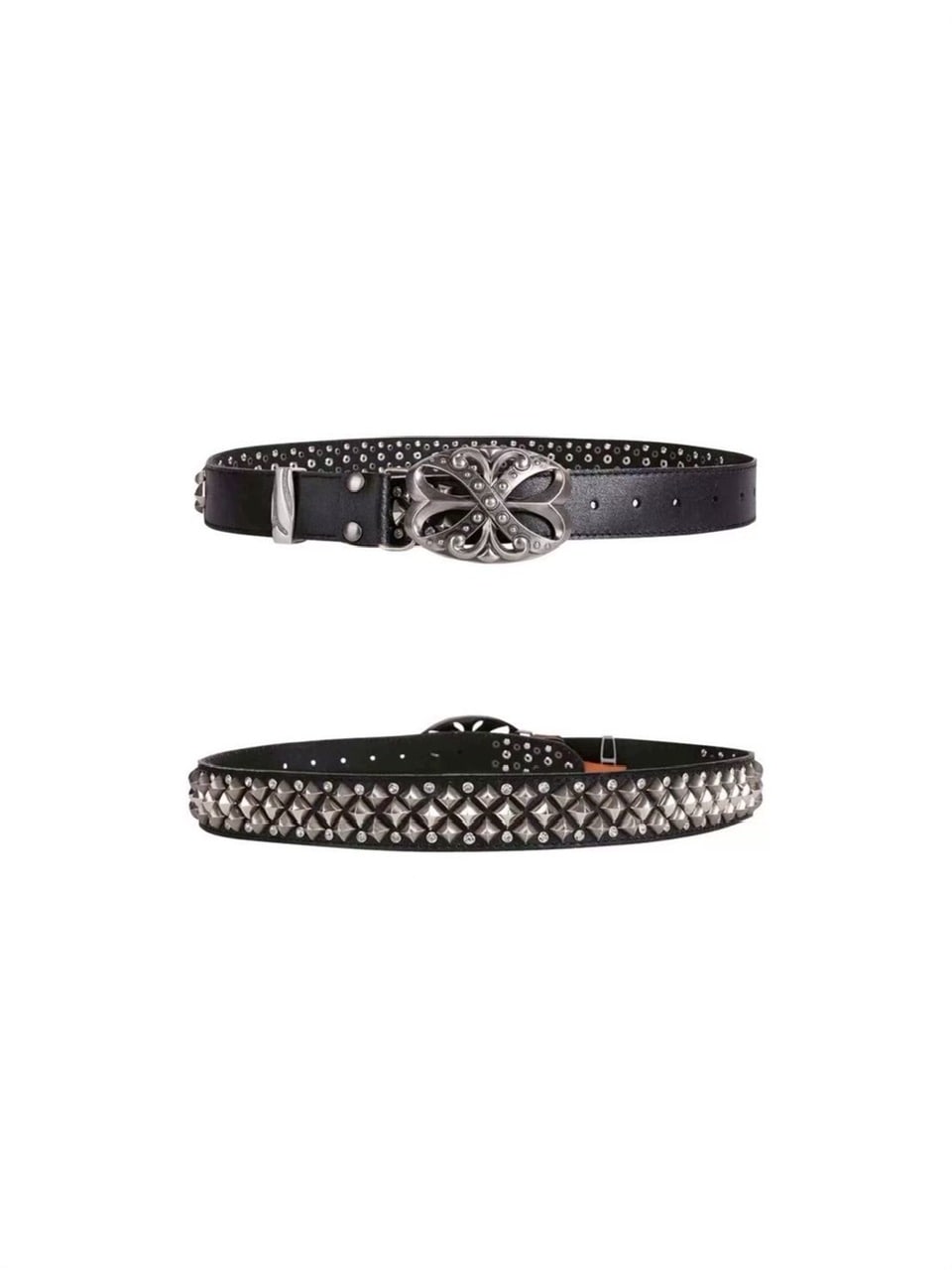 DND4DES】STUDDED RHINESTONE CARVED BUCKLE LEATHER BELT – PRESSING