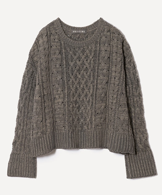 ウール混ケーブルプルオーバー / オーガニックコットン – PRISTINE