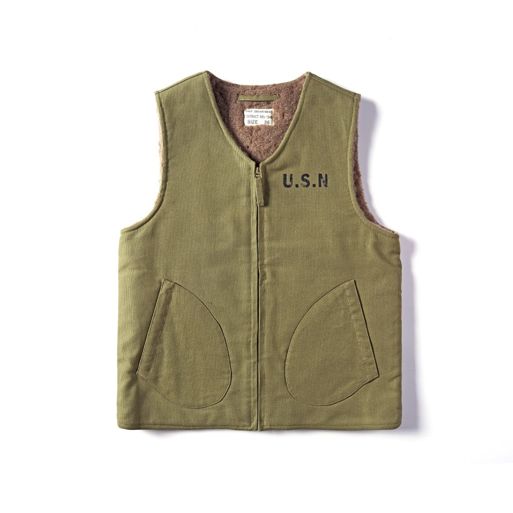 ◇USNステンシル入り 防寒性も抜群 ヴィンテージ復刻デッキベスト◇36