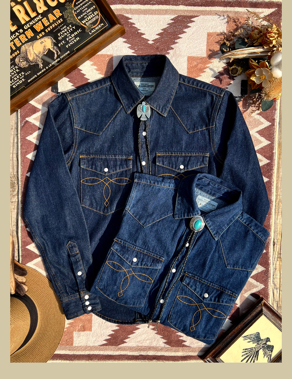 ステッチ刺繍がポイント△デニム ウエスタンシャツ▽S～2XL – quietman