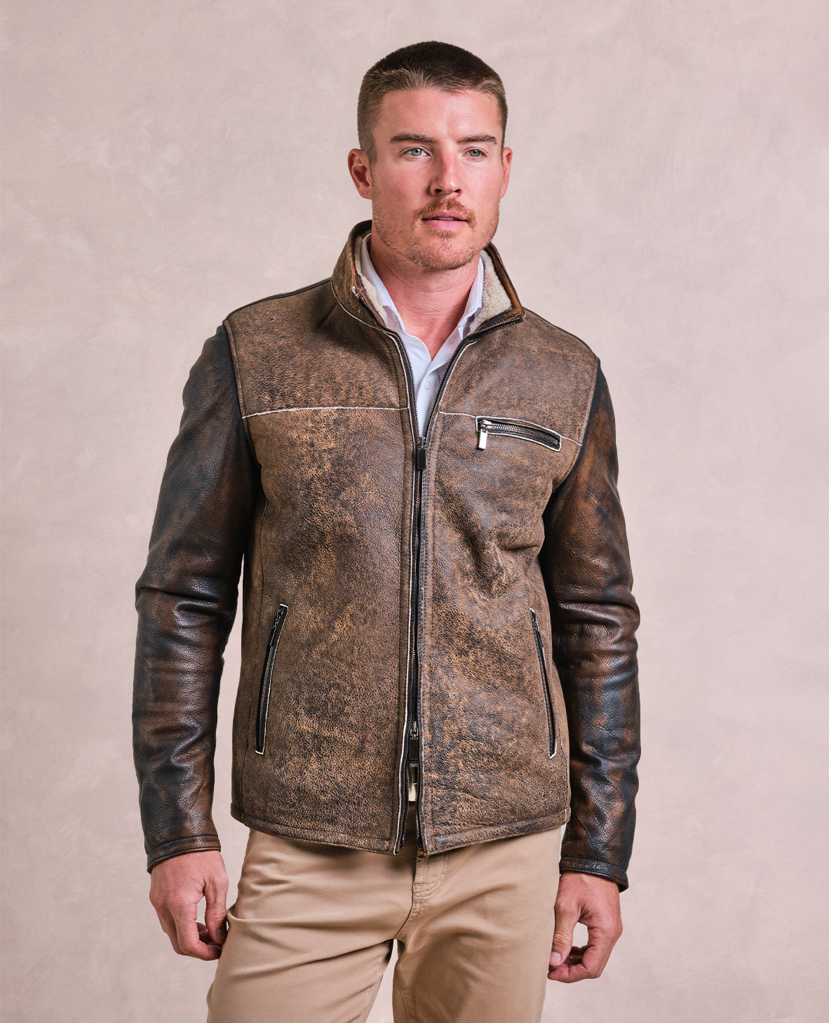The Gimo's - Lamb Suede Jacket w/ Shearling Lining - Tobacco – Rye 51