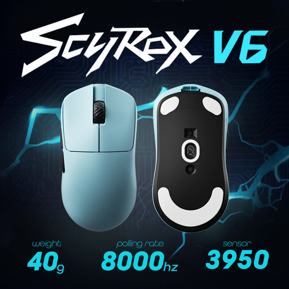 SCYROX V6 Blue ゲーミングマウス 8000hz 重量40g 左右対称