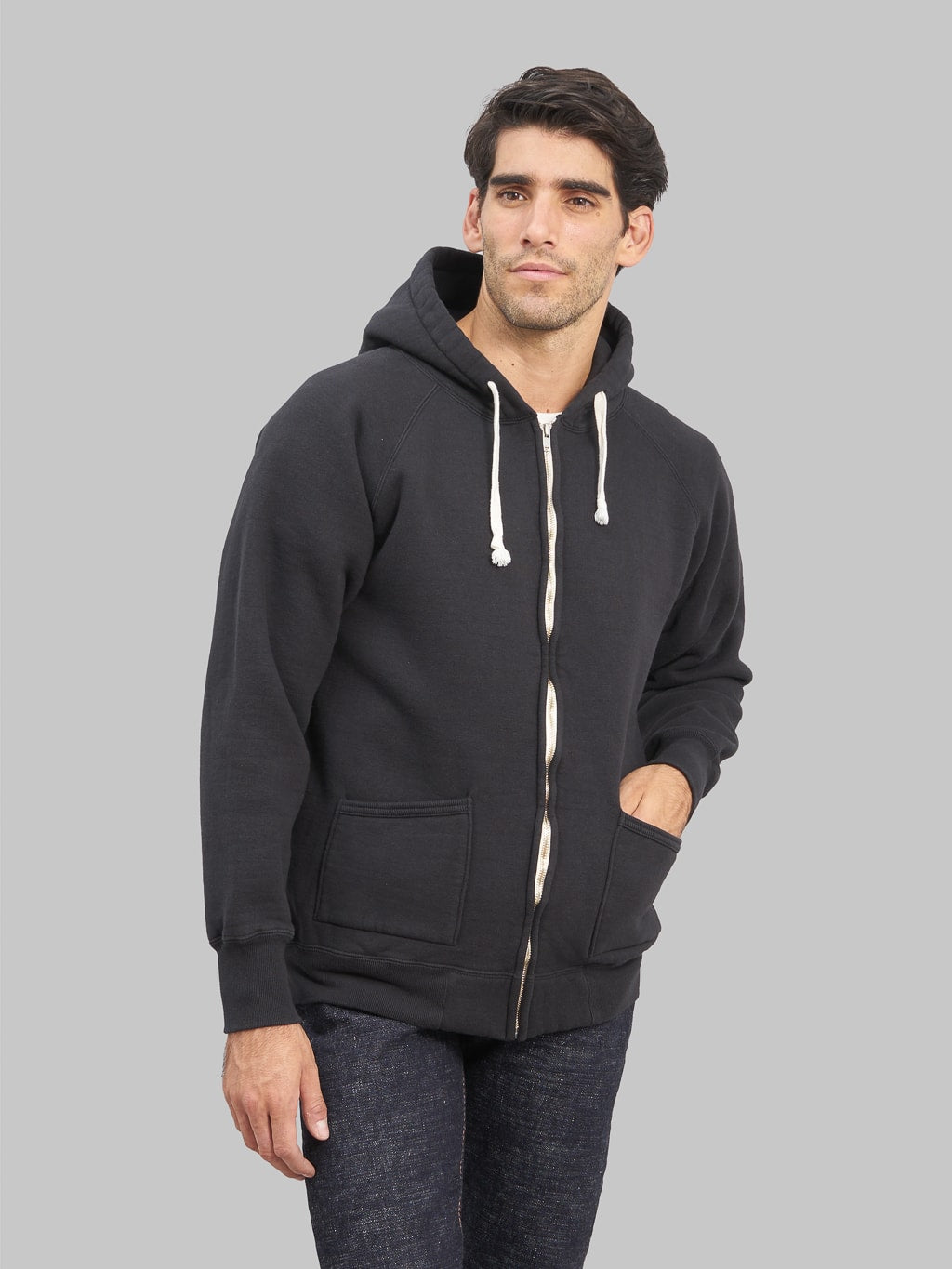 The Strike Gold Loopwheeled Zip Hoodie Black | Japanese Tsuri-Ami