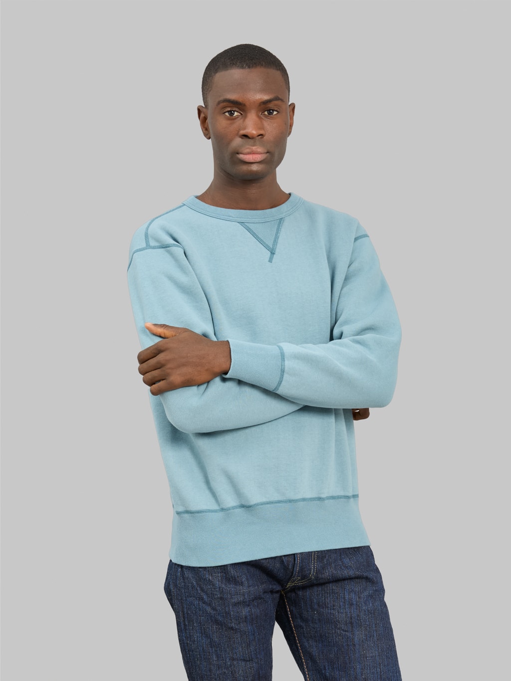 The Strike Gold Loopwheeled Sweatshirt Blue | Japanese Tsuri-Ami Crew