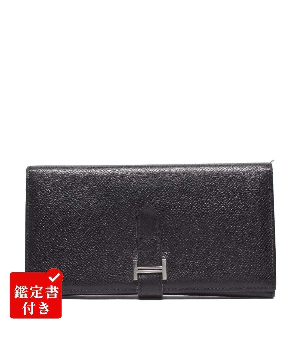 HERMES 三つ折り長財布 シルバー金具 □K刻印 ヴォーエプソン ベアン