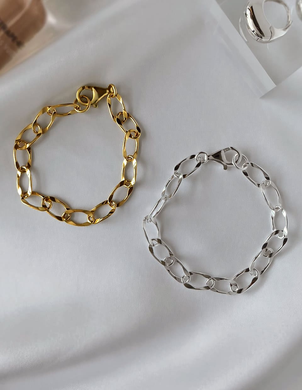 カーブチェーンブレスレット シルバー925 – 金属アレルギー対応の