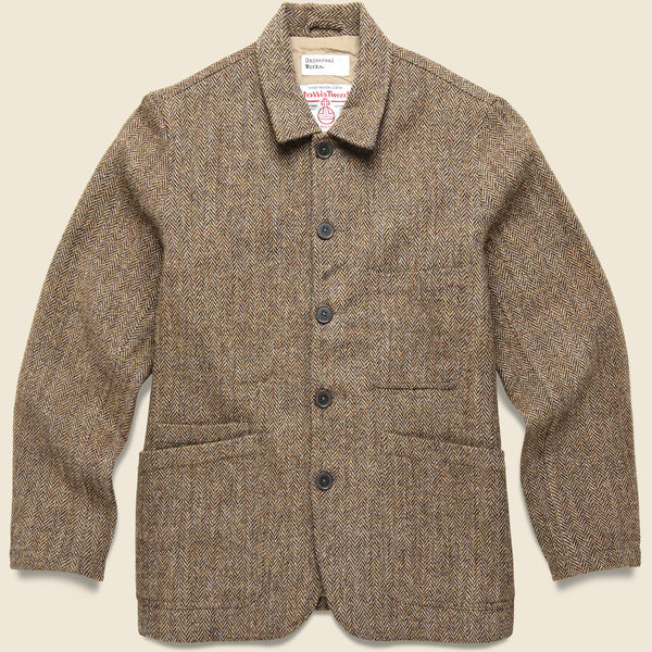 Harris Tweed Bakers Jacket - Brown Herringbone