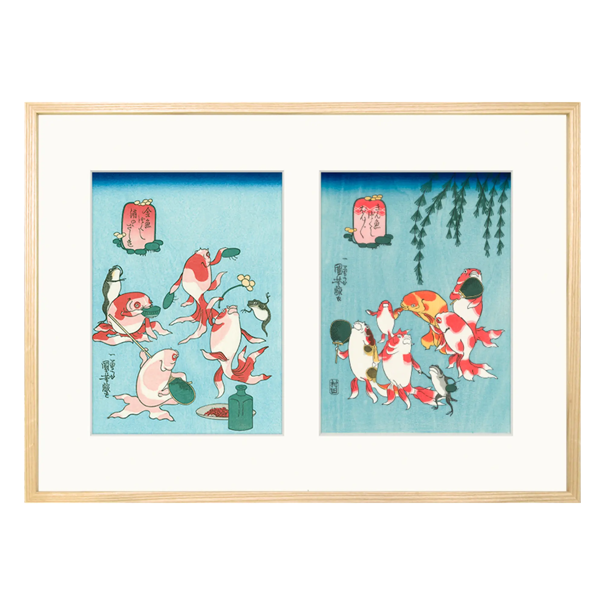 Utagawa Kuniyoshi（歌川国芳） 歌川国芳「金魚づくし」2図セット