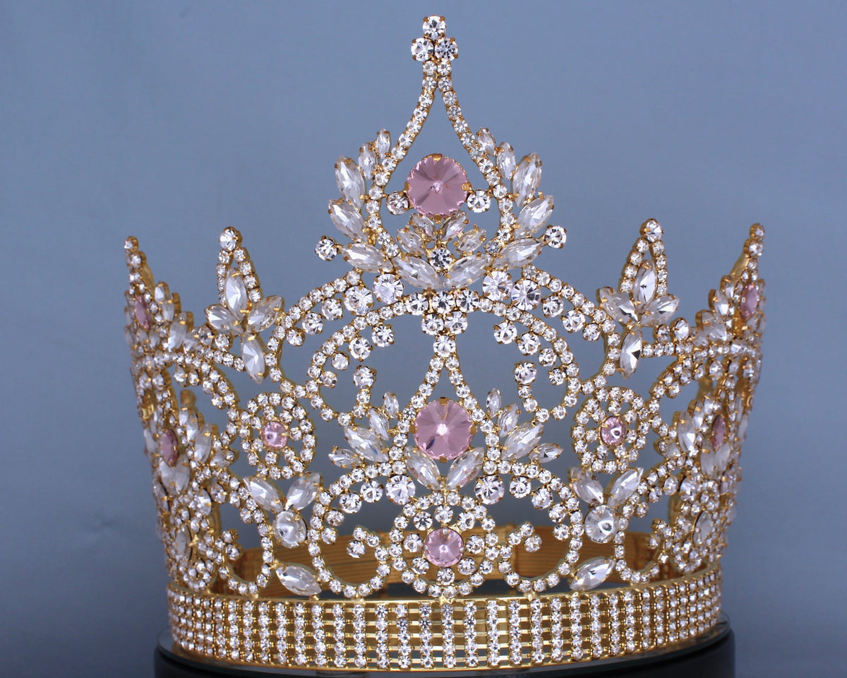 Continental Rhinestone Gold Pink Crown tiara – CrownDesigners