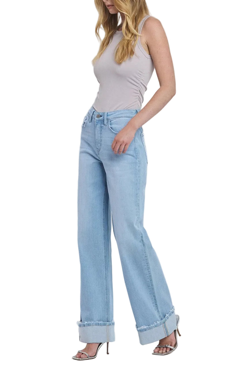 Flying Monkey - Super High Rise Cuffed Baggy Wide Leg Jeans (32