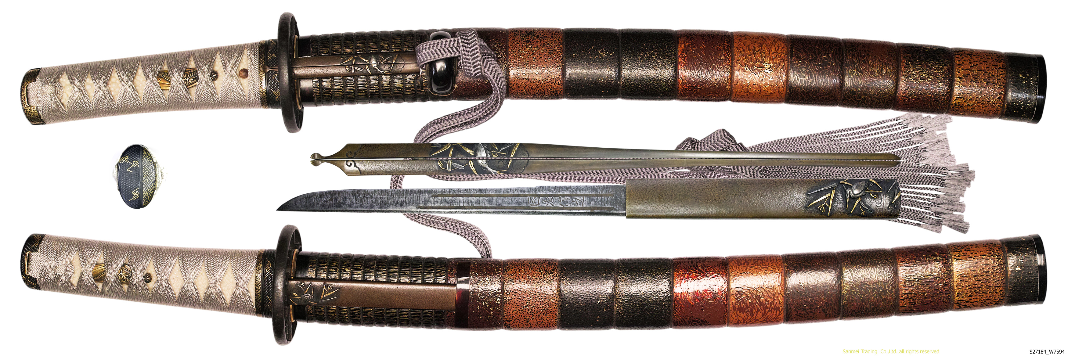 脇指 銘 兼房作 附）色々印籠刻塗鞘小さ刀拵