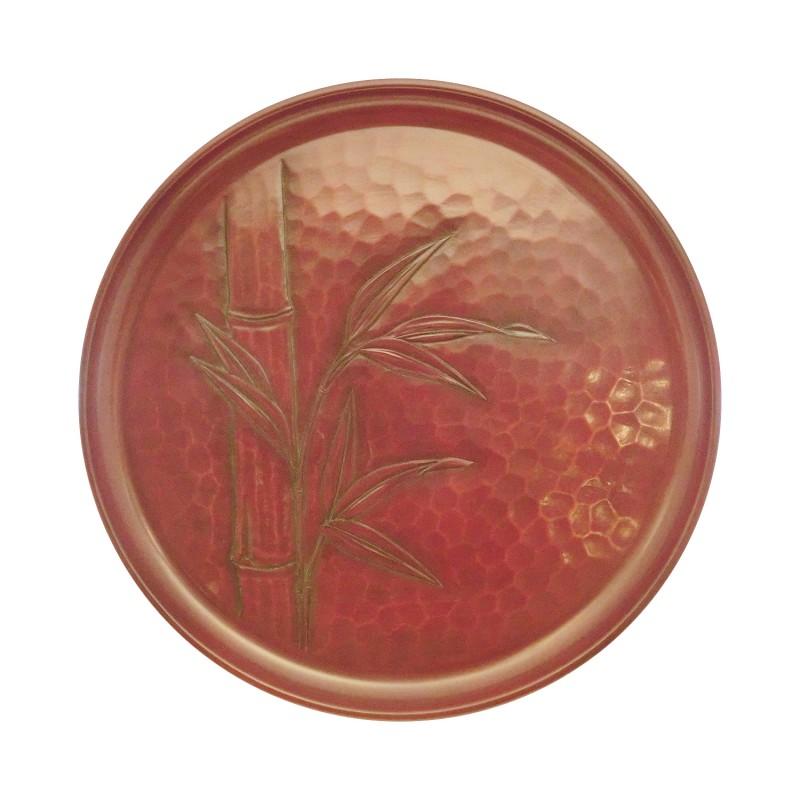 9寸丸盆 竹 – 鎌倉彫 山水堂