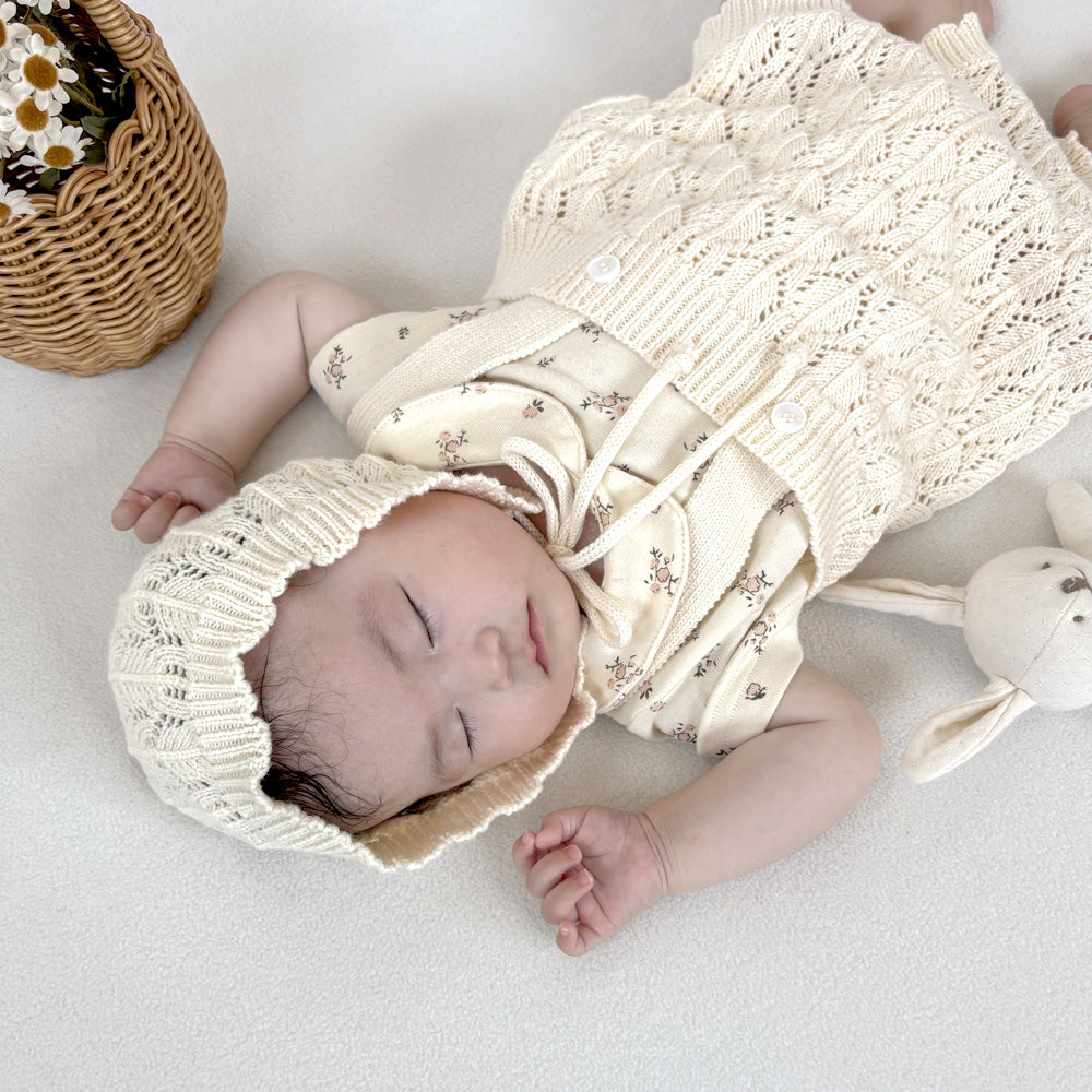 NATURAL MAISON（ナチュラルメゾン）｜透かし編みニットロンパース