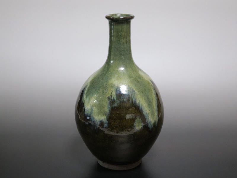 仙遊洞 高遠焼 緑釉首流し 徳利