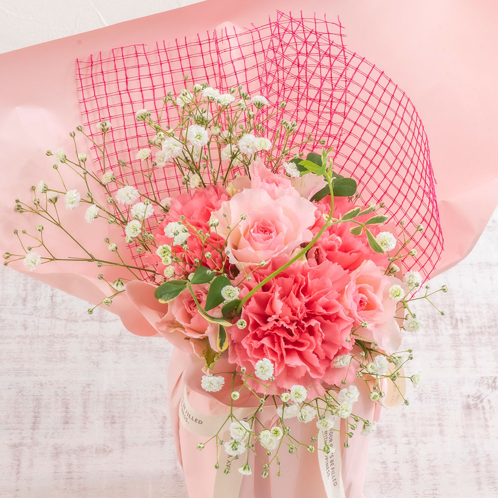 近沢レース店「タオルハンカチ 桜便り」とそのまま飾れるブーケの