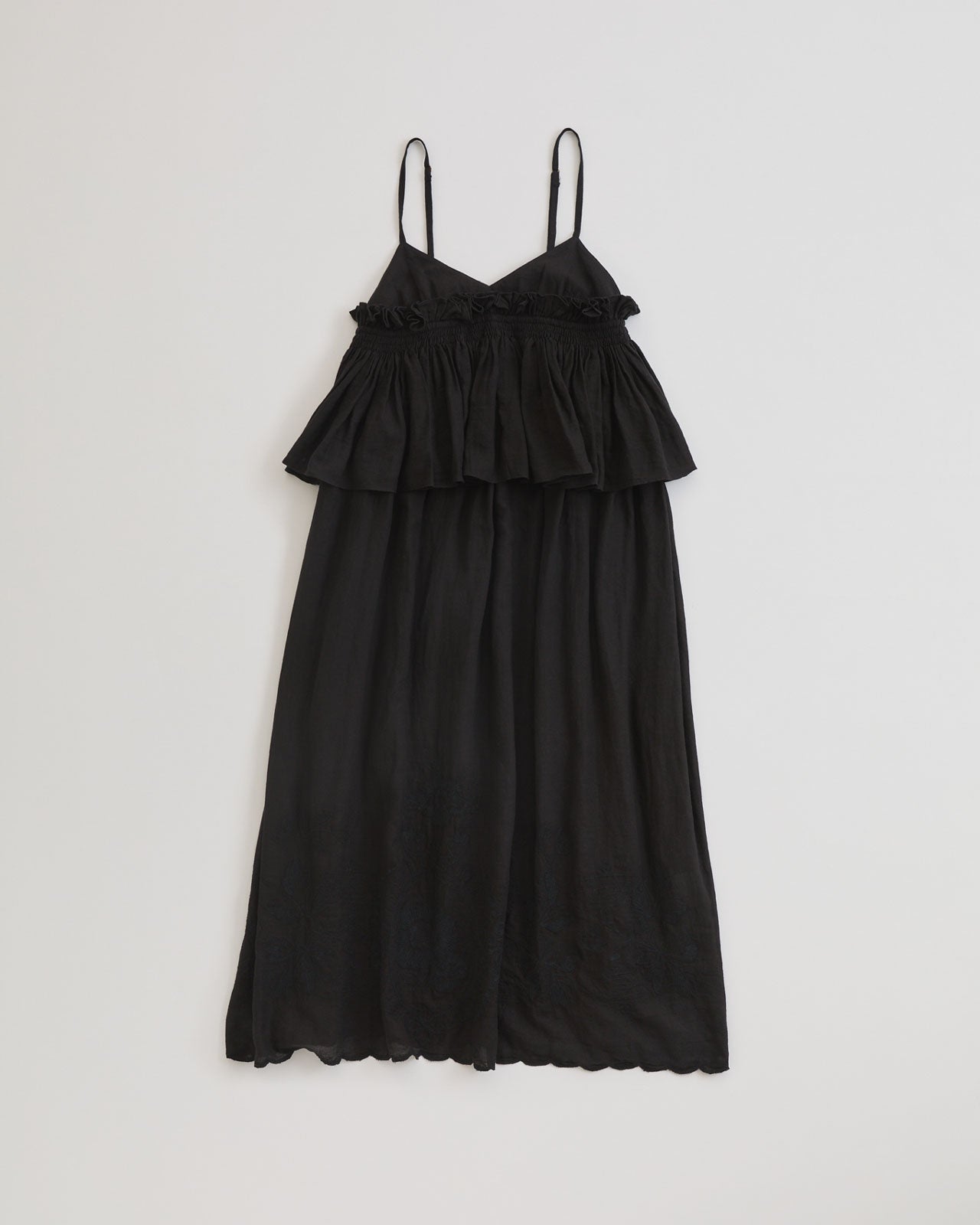 Crinkle Crinkle Crinkle embroidery scallop cami dress – Shinzone