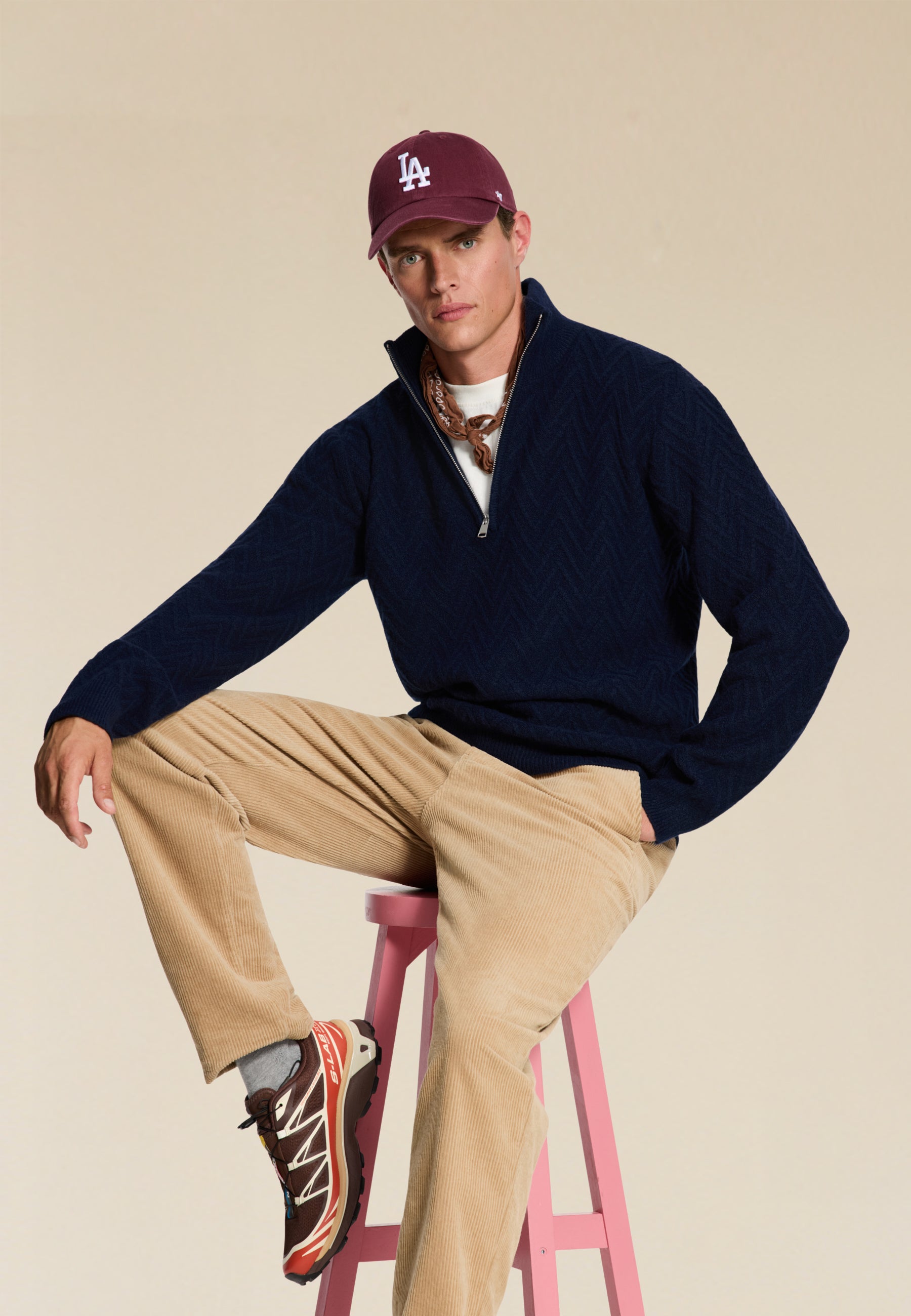 PIKE relaxed fit zigzag pullover | dark navy