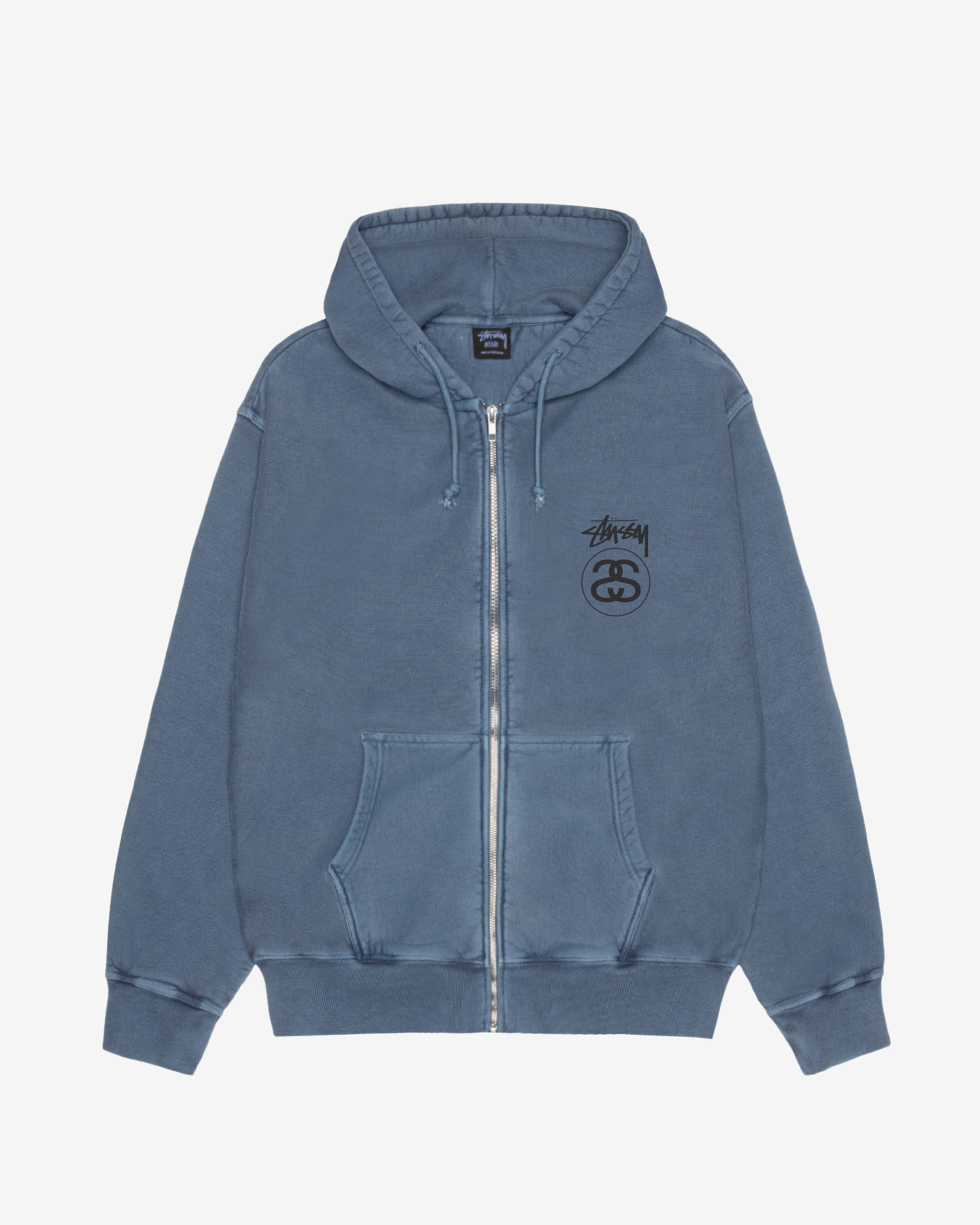 Stüssy: Men's Stock Link Pig. Dyed Zip Hoodie (Navy) | DSMNY E-SHOP