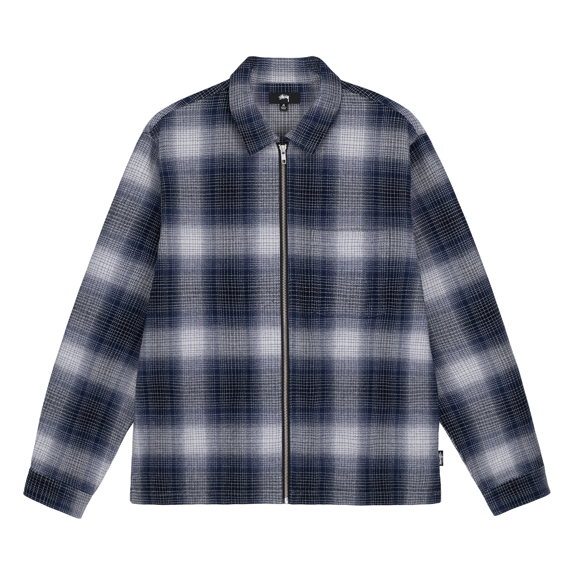 Stüssy: Jack Shadow Plaid Zip Shirt (Navy) | DSMNY E-SHOP