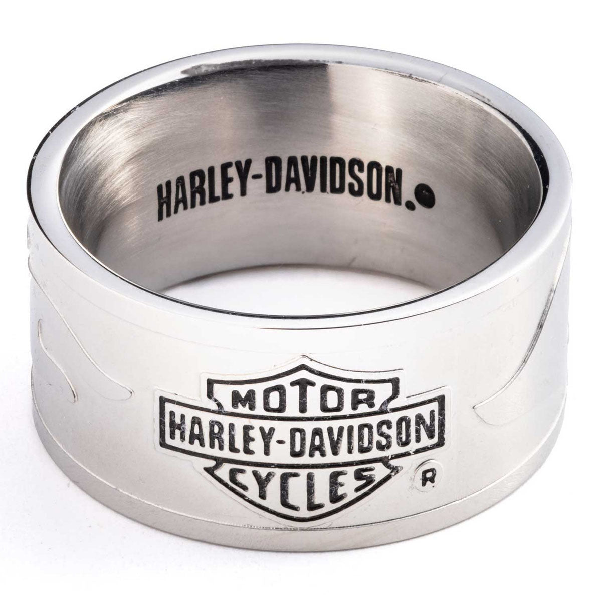 Harley-Davidson Men's Bar & Shield Raised Flame Band Stainless