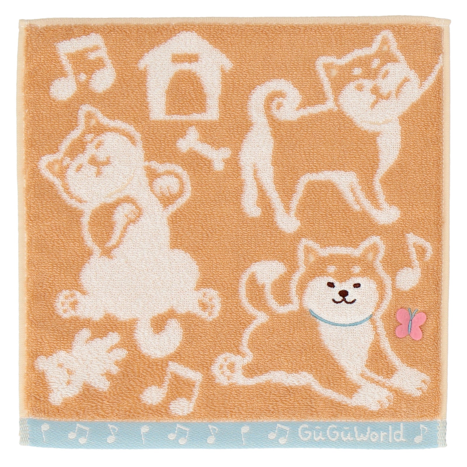 婦人タオルハンカチ 柴犬＆蝶々 #367a オレンジ – INTERMODE KAWABE