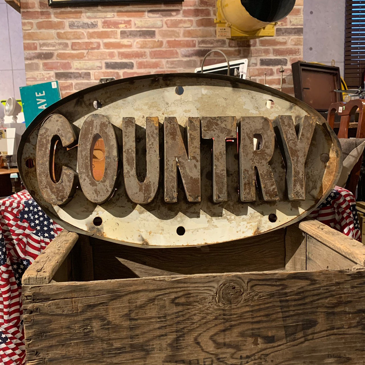 品番4990 メタル看板 COUNTRY 3D サイン 立体文字看板 ウォールサイン
