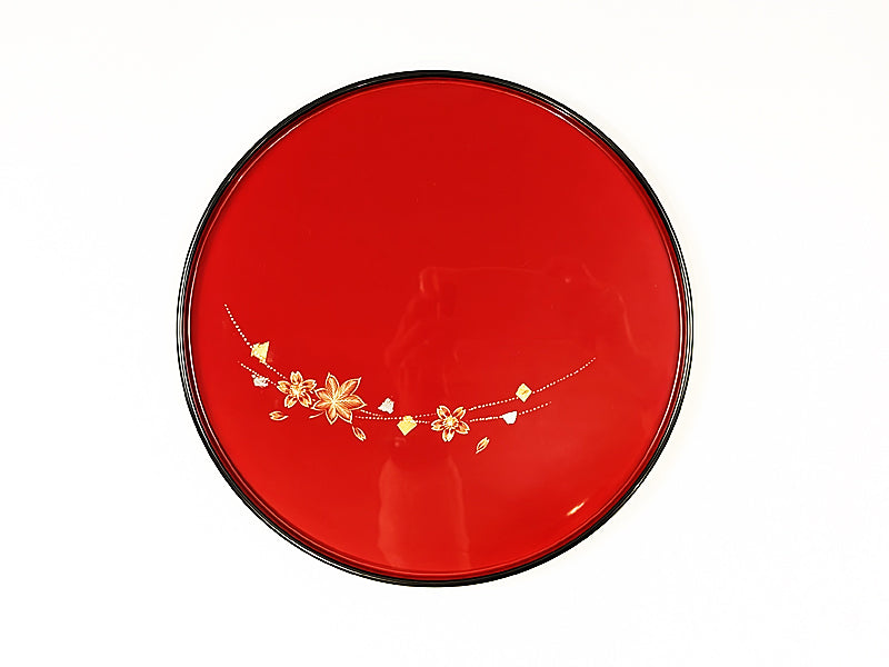 輪島塗 丸盆8.5寸 春秋 沈金（外黒内朱） – 漆陶舗あらき 輪島塗