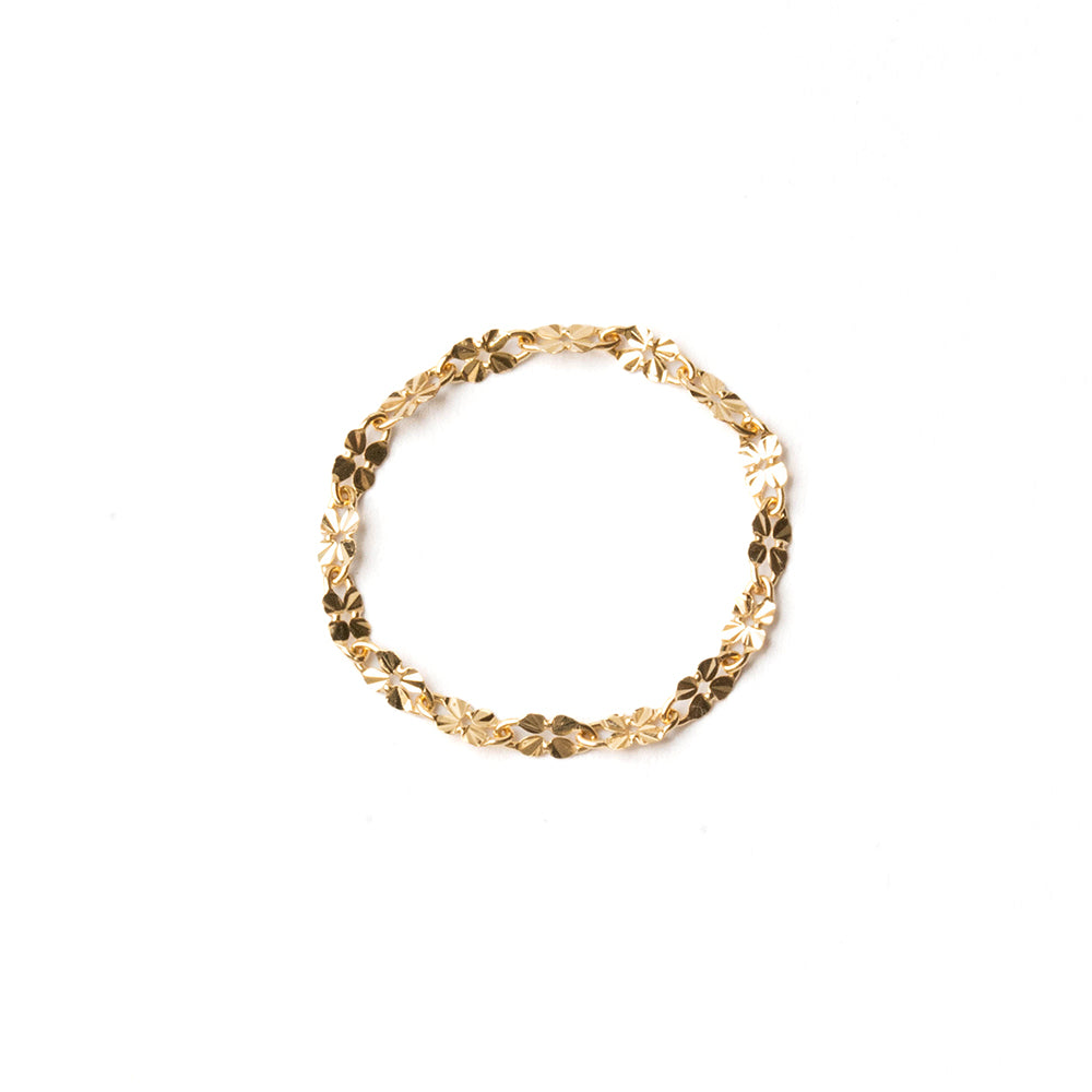 K18 YG クローバー カット チェーン リング ロッソエブルージュエリー