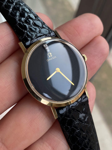 watchsteez.com – vintage omega d6672 14k gold watch w/ factory