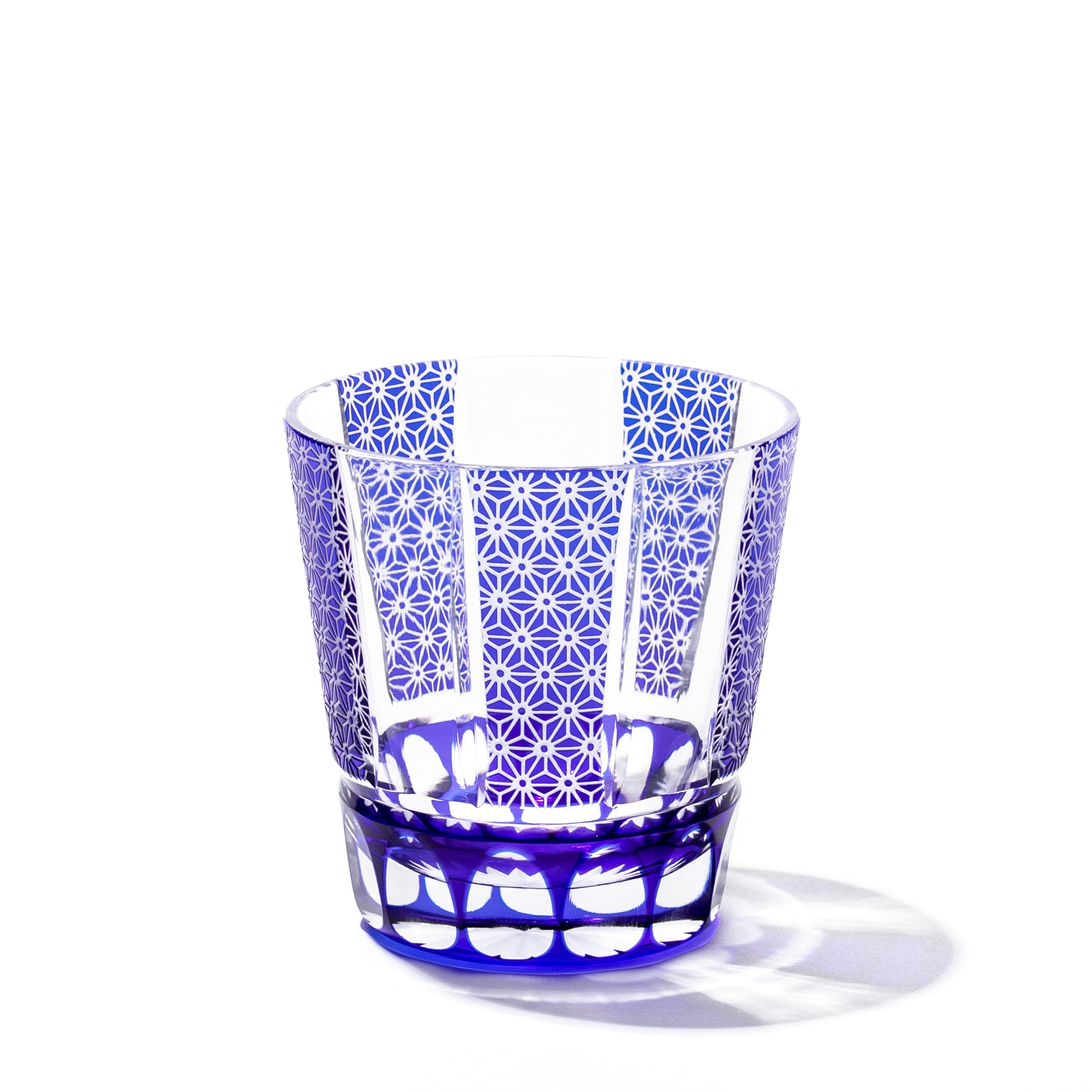 江戸切子 麻ノ葉紋 天開オールドグラス ルリ ｜江戸切子グラスなら