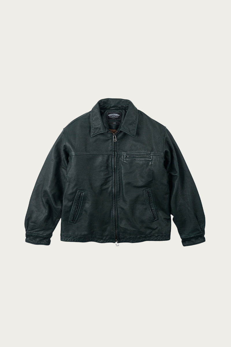 Frizmworks Destroyed Cowhide Leather Jacket | Washed Olive | Canoe