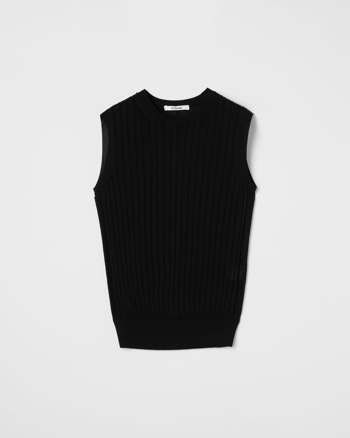 18Gワイドリブ シルク ノースリーブクルーネック SL8S-583-S10